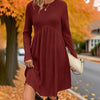 Long-Sleeved Knit Fall Dress