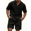 Men Solid Color Casual Summer 2‑Piece Tee & Shorts Set - product image 1