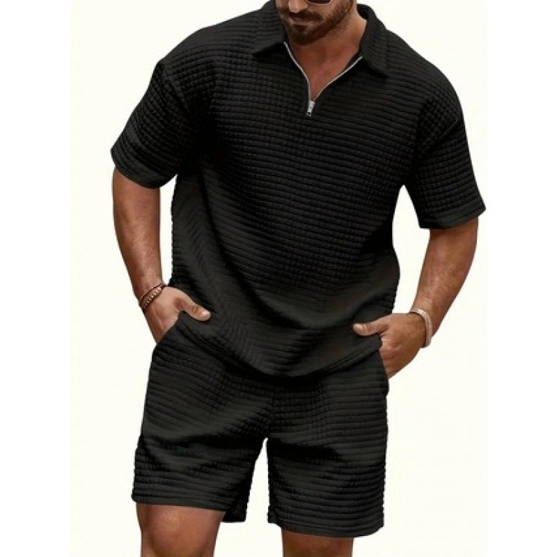 Men Solid Color Casual Summer 2‑Piece Tee & Shorts Set - product image 1