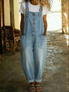 Vintage Soft Cotton Denim-Look Overalls