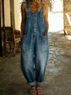 Vintage Soft Cotton Denim-Look Overalls