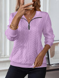 Elegant Long Sleeve Zipper Pocket Sweatshirt